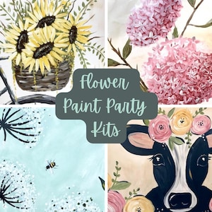 11x14 Canvas Kit! DIY paint party for Beginners. Paint Night, Ladies night. Bike, Hydrangeas,Dandelion, Cow