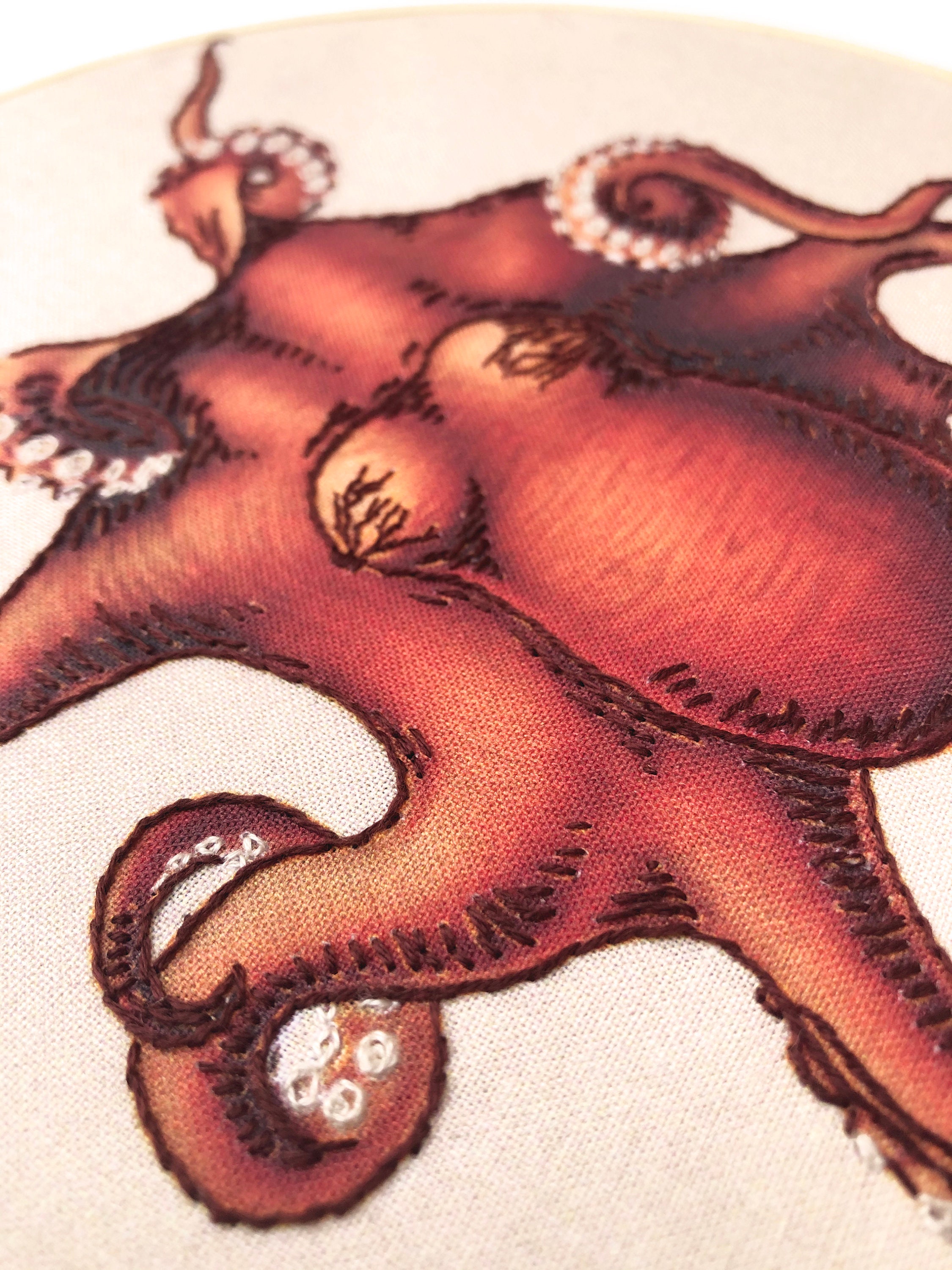 Beginner Embroidery Kit for Adults, Octopus, Science, Nautical, Marine,  Modern Embroidery Kit 