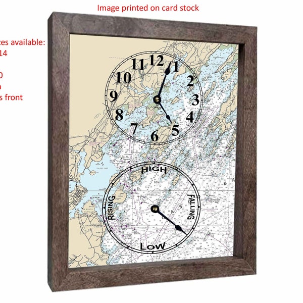Nautical Chart Wall Clock in Barn Wood Frame