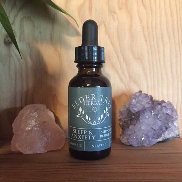 SLEEP & ANXIETY organic herbal restorative nervine tincture for stress, insomnia, and anxiety