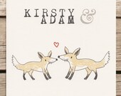 Fox themed wedding invitation. Animal themed wedding