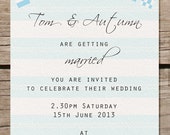 Nautical wedding invitation, sea side theme