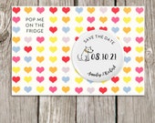 Colourful Hearts Save the Date Magnets with Custom Dog, Dog Magnets, Save the Date Cards, Personalised Wedding Stationery with Envelopes