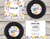 Retro 'vinyl' record CD wedding invitation, personalised CD record sleeves, custom vintage music themed invitations, handmade music lovers