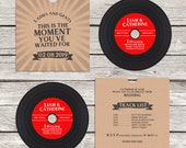 Greatest Showman Inspired Vinyl CD Wedding Invitation, personalised kraft CD record sleeves custom vintage music themed invitations handmade