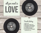 Retro 'vinyl' record CD wedding invitation, personalised CD record sleeves, custom vintage music themed invitations, handmade music lovers
