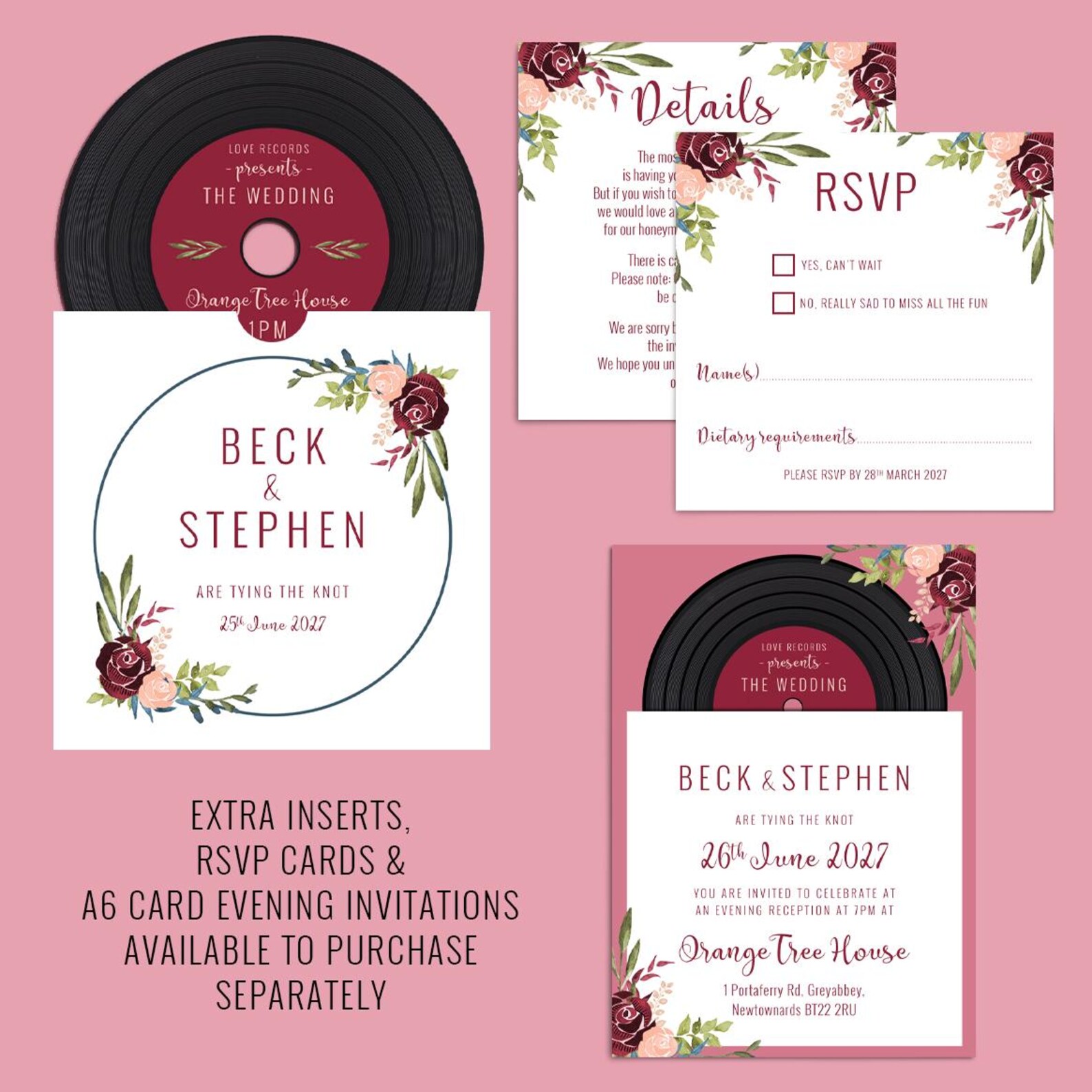 Retro 'vinyl' Record CD Wedding Invitation, Personalised CD Record ...