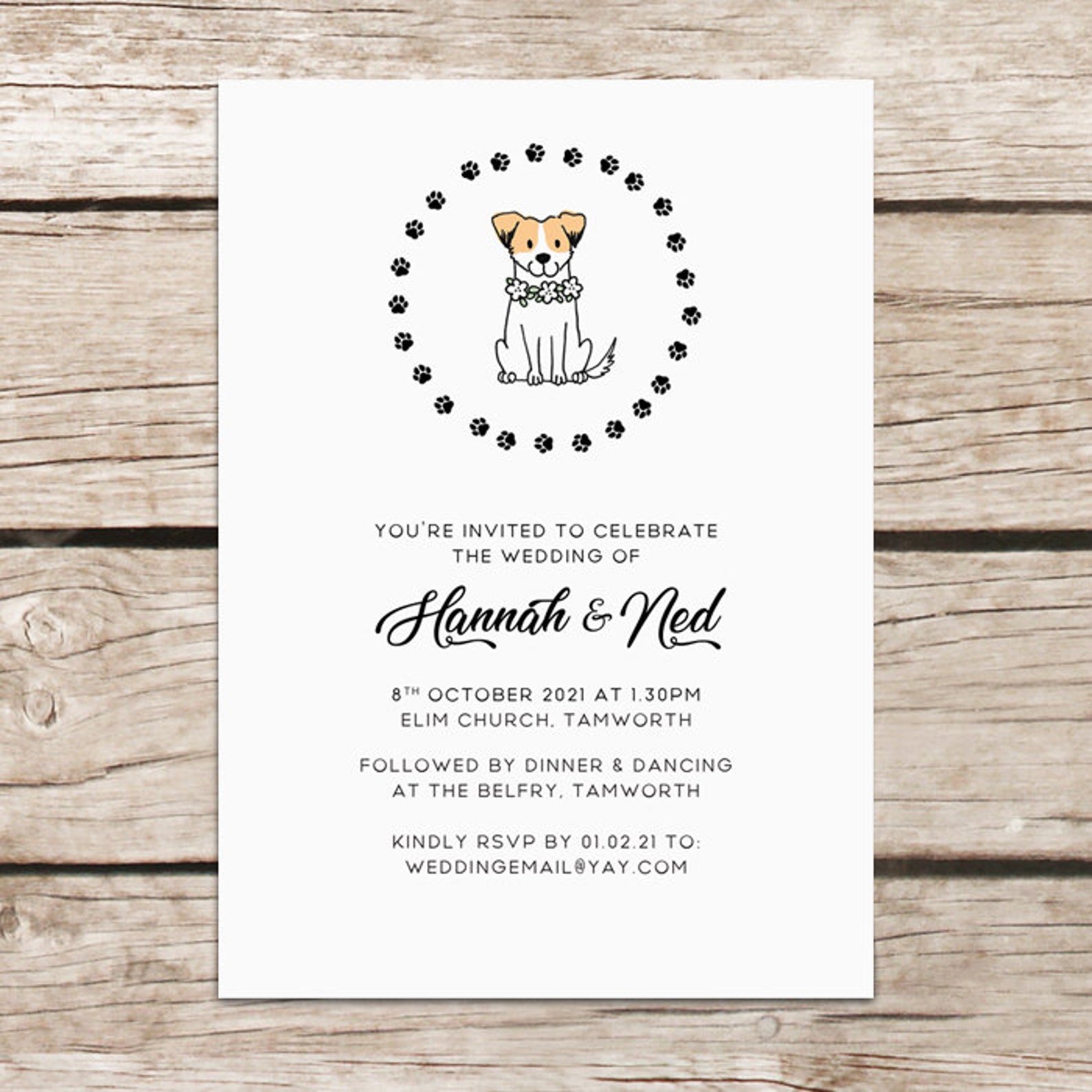 Dog Wedding Invitations Personalised Wedding Invites With - Etsy