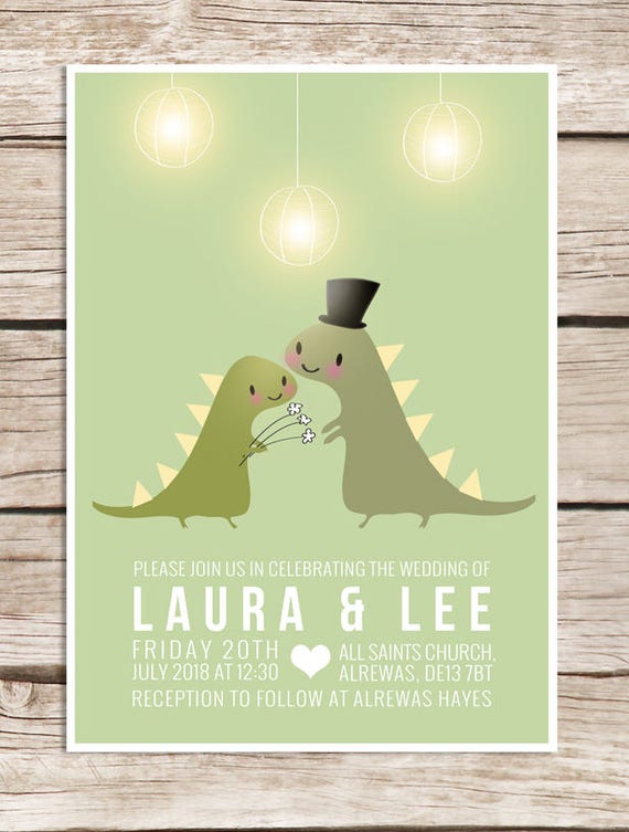 Dinosaur Wedding Invitations Personalised Invitations With - Etsy UK