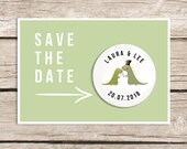 Dinosaur wedding save the date magnets, Dinosaur magnets, Save the date cards, Personalised, Fun wedding stationery with envelopes