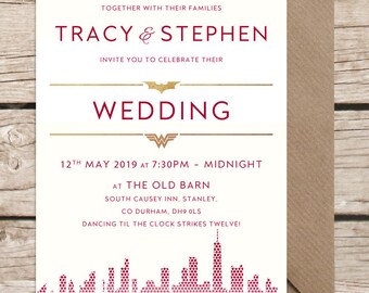Comic Book Wedding Invitations, Super Hero Themed Wedding Invites With Envelopes, Luxury Printed Design, Eco Friendly, Nerdy / Geeky Wedding