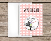 Unicorn Star Wars Save the Date Magnets, Whimsical Magnets, Personalised Save The Date Cards With Envelopes, Fun, Quirky, Different