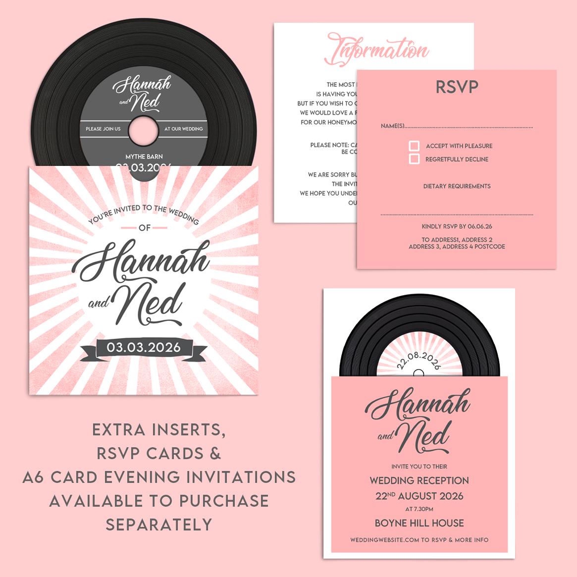 Retro 'vinyl' Record CD Wedding Invitation, Personalised CD Record ...