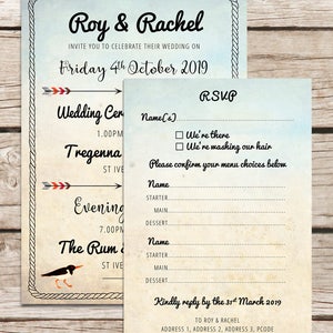 Seaside Wedding Invitations Boho Seaside Theme Personalised - Etsy UK