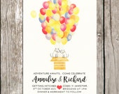 Colourful Balloon Wedding Invitation With Custom Pet, Dog / Cat Wedding Invitations, Quirky, Different Invites, Disney Wedding Theme, Fun