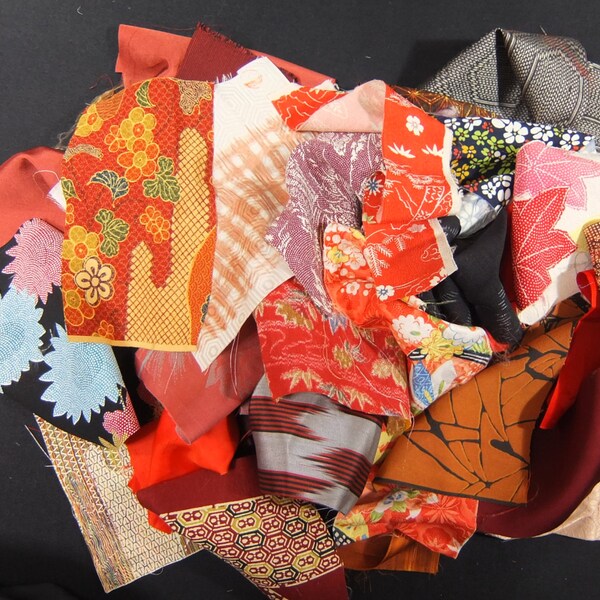Vintage kimono fabric scrap bag5315A