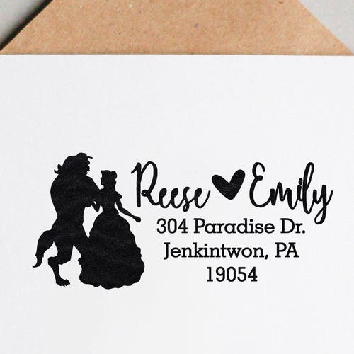 Beauty and the Beast Stamp Address Stamp Disney Address Etsy