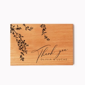 Madera personalizada Tarjeta de agradecimiento Nota de boda, mensaje personalizado Regalo grabado para pareja