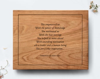 Engraved Poem - Personalized Leadership Boss Gift on Natural Wood Board