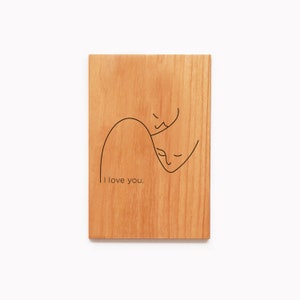 Biglietto in legno personalizzato Ti amo: regalo inciso per fidanzato, fidanzata, moglie, marito