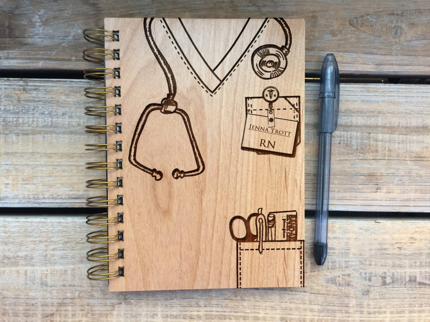 Nurse Scrubs Wood Journal Daily Inspiration Journal Diary Etsy