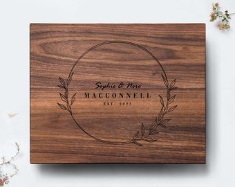 Personalized Wood Cutting Board Custom Engraved Wedding Gift for Couple, Housewarming First Home Decor.