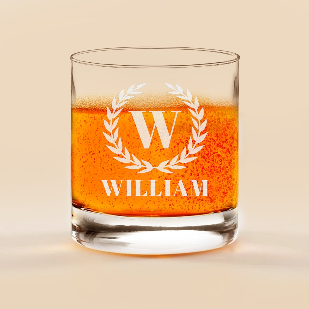 Custom Engraved Whiskey Glass, Low Ball, Old Fashioned Bourbon Glass