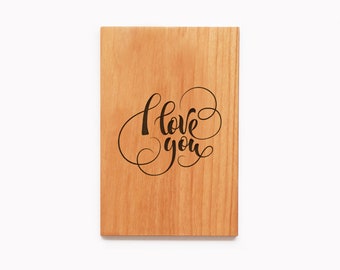 Personalized I love you Wood Card engraved Gift for boyfriend or Girlfriend
