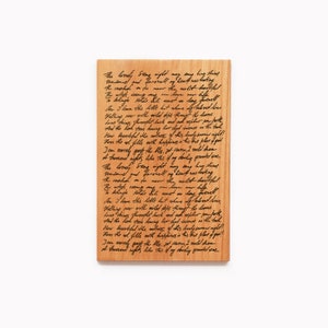 Carta manuscrita grabada personalizada transferida sobre tarjeta de madera de 4x6 - Regalo para un ser querido