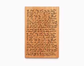 Custom Engraved Handwritten Letter Transfer on Wood Card 4x6 - Gift for Loved One