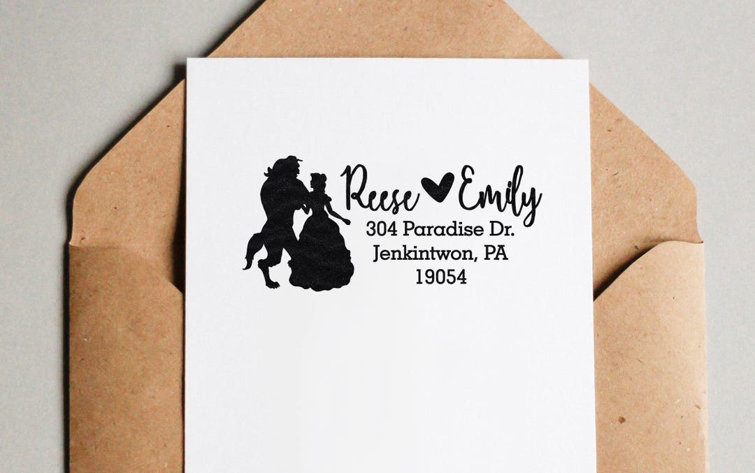 Beauty and the Beast Stamp, Address Stamp, Disney Address Stamp