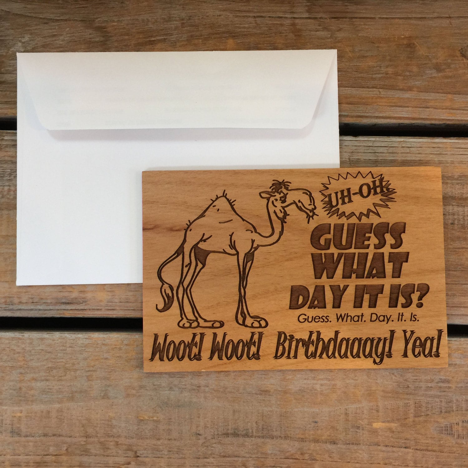 Engraved Happy Birthday Card Hump Day Camel Personalized
