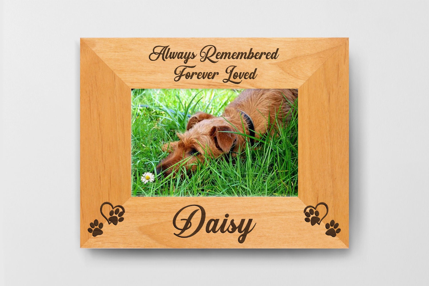 Personalized Dog Memorial Wood Picture Frame Engraved Pet Etsy