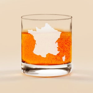 Whiskyglas mit gravierter Frankreichkarte: Französisches Landdekorgeschenk
