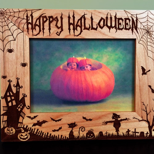 Happy Halloween Picture Frame Halloween Decor Custom Picture Etsy
