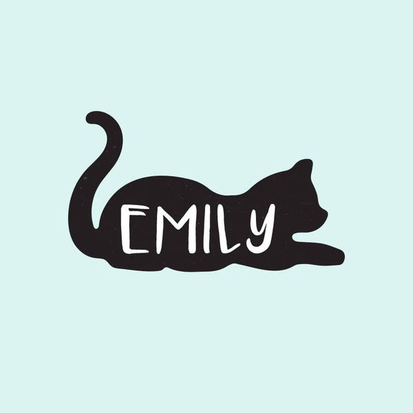 Custom Cat Name Rubber Stamp with Wood Handle, Personalized Gift for Kids.