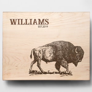 Personalized Bison Cutting Board Engraved Cooking Gift 14x11 Inches