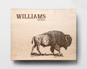 Engraved Buffalo Cutting Board - Personalized Gifts for Him