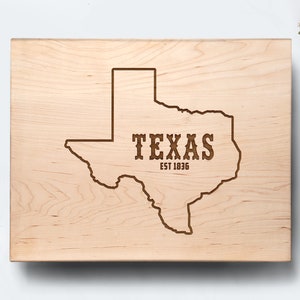 Engraved Texas State Map Serving and Cutting Board Made From Wood