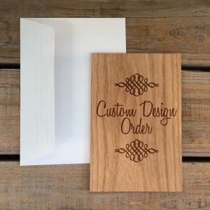 Carte personnalisée en bois véritable : gravure personnalisée avec votre texte, logo ou image clipart. Idée cadeau d'anniversaire