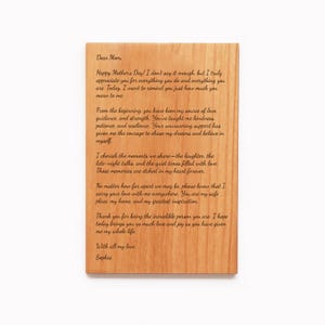 Tarjeta de madera grabada personalizada para el Día de la Madre, regalo para mamá