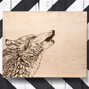 Wolf Howl Cutting Board Engraved Kitchen Gift