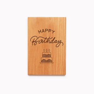Carte de voeux d'anniversaire en bois gravée personnalisée, cadeau personnalisé pour ami, elle, petit ami, petite amie