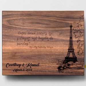 Paris Personalized Cutting Board - Engraved Cutting Board, Paris Theme, Eiffel Tower cutting board, Wedding Gift,Gift for Couple