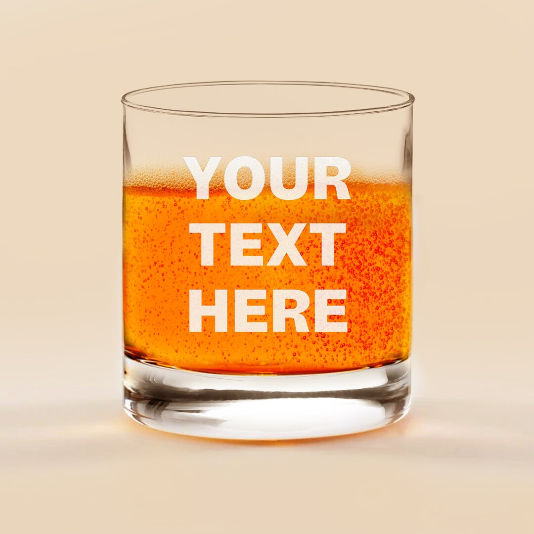 Personalized Etched Whiskey Glass Custom Text Barware for Stylish Glassware Décor Etsy