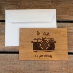 Carte d’anniversaire en bois personnalisée gravée pour elle \ lui