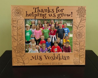 Personalized Teacher Picture Frame, Engraved Thank You Photo Wood Gift From School Class Students 4x6 / 5x7 / 8x10.