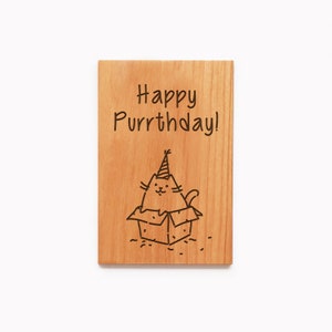 Personalized Birthday Card for Her and Him: Engraved Funny Cat Purrthday Gift