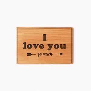 Grabado Te amo tarjeta de madera, regalo personalizado de San Valentín para Él \ Ella