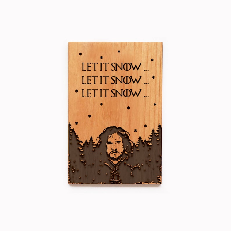 Let It Snow Game of Thrones Christmas Card. Wood Christmas Card. Let it Snow Card, Christmas Decor, Game of Thrones Gift, John Snow Card image 1